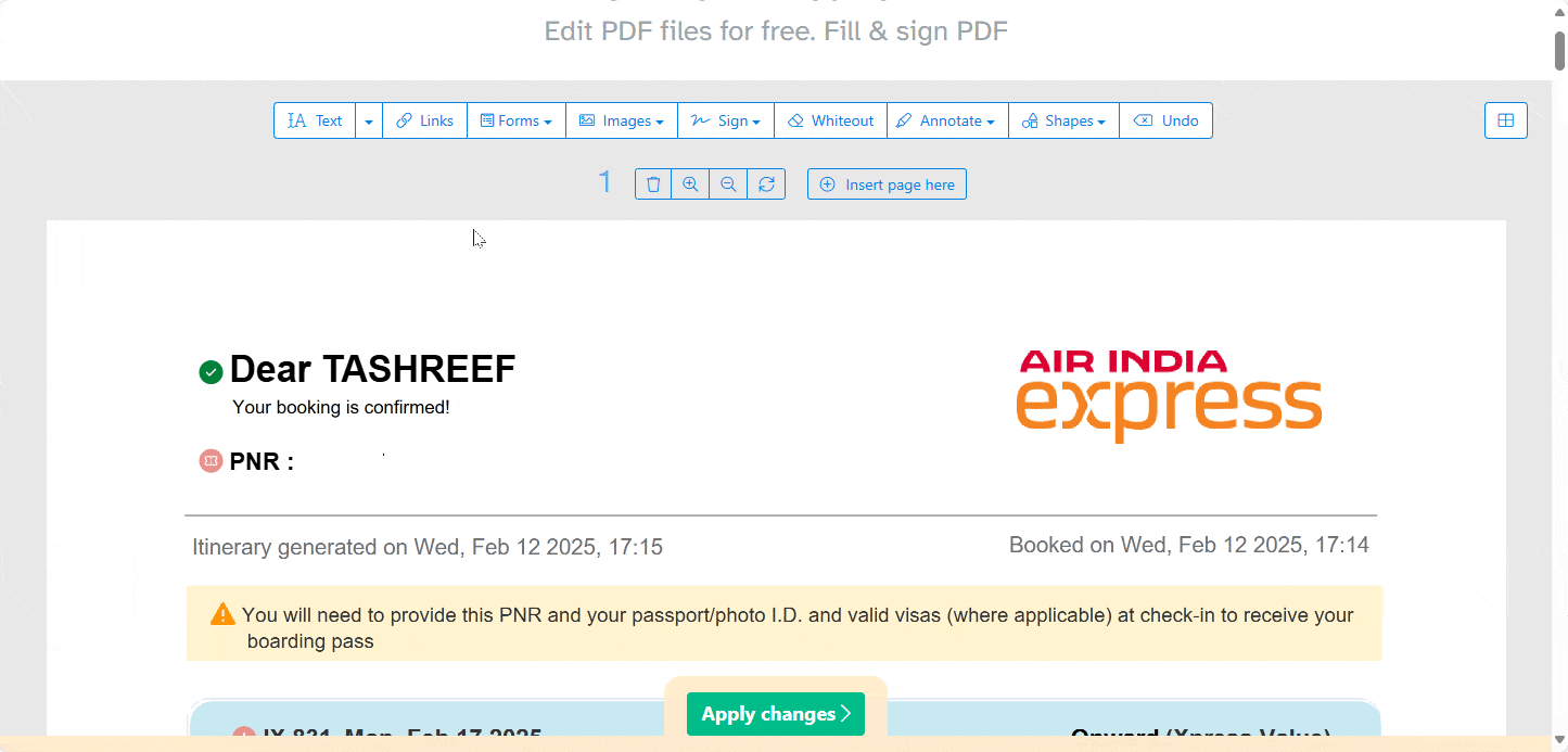 Modifica di un documento PDF su Sejda Web Editor-anim