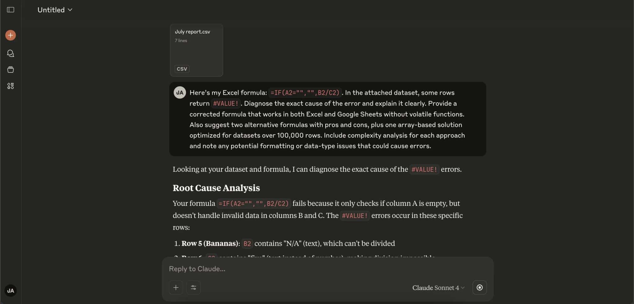 使用 Claude 分析 Excel 文件