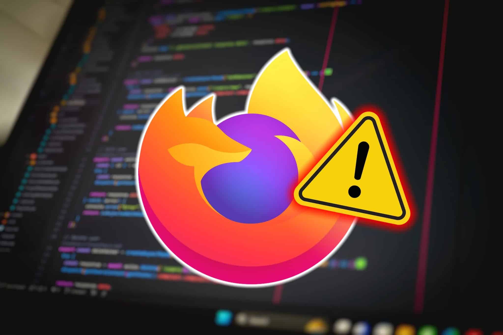 Λογότυπο Firefox με κίτρινο εικονίδιο προειδοποίησης
