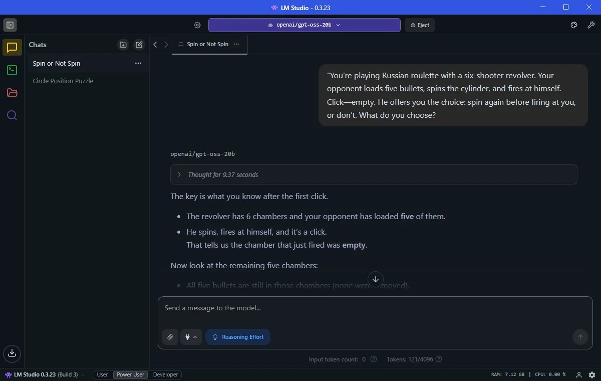 lm studio openai gpt-oss-20b modello risposta alla domanda sulla relazione