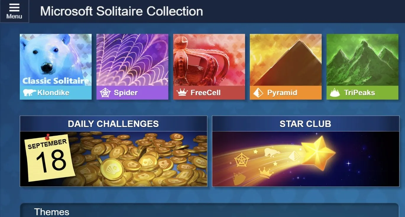 Collection Microsoft Solitaire sur Bing