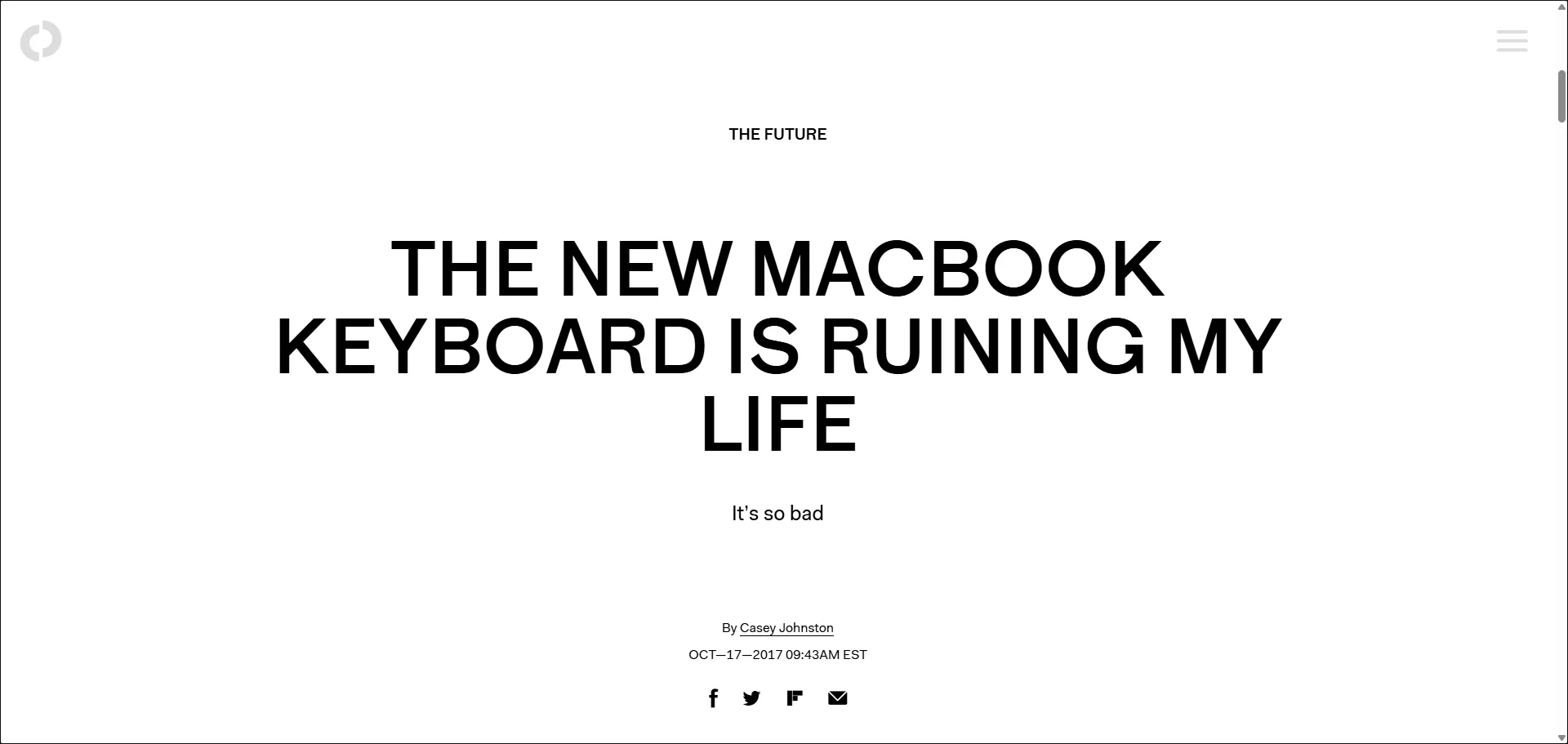 La nuova tastiera del MacBook mi sta rovinando la vita.