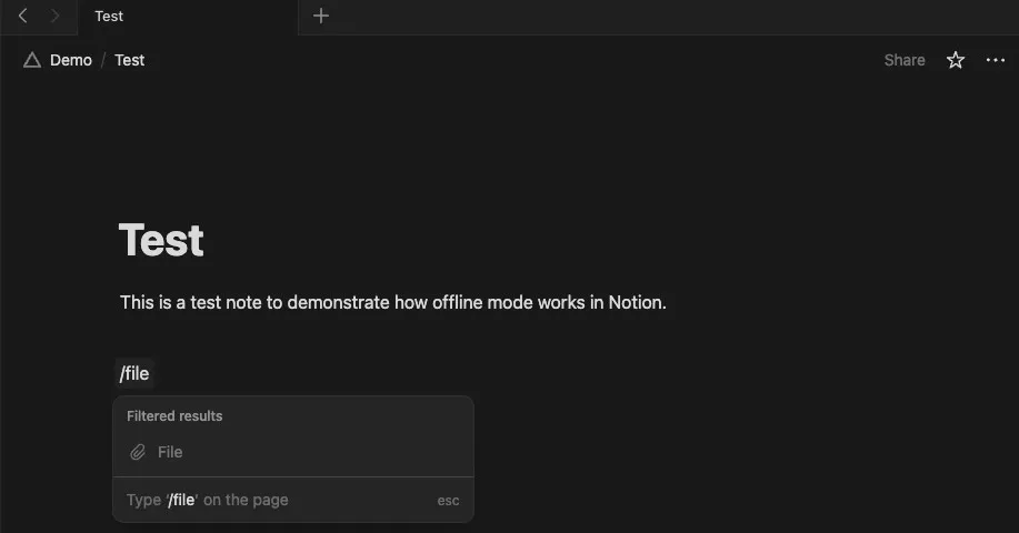 Blocco file non disponibile in Notion in modalità offline.