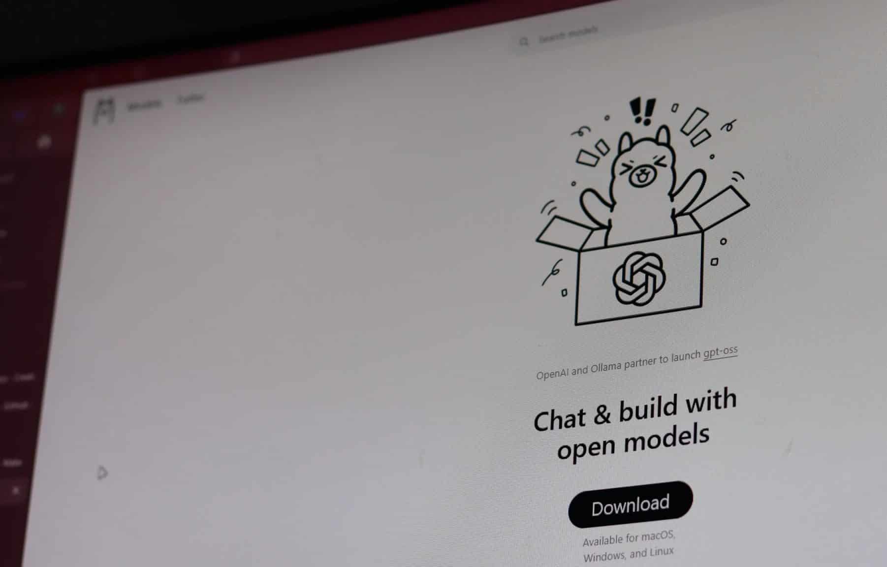 Il sito Web di Ollama è aperto nel browser Zen