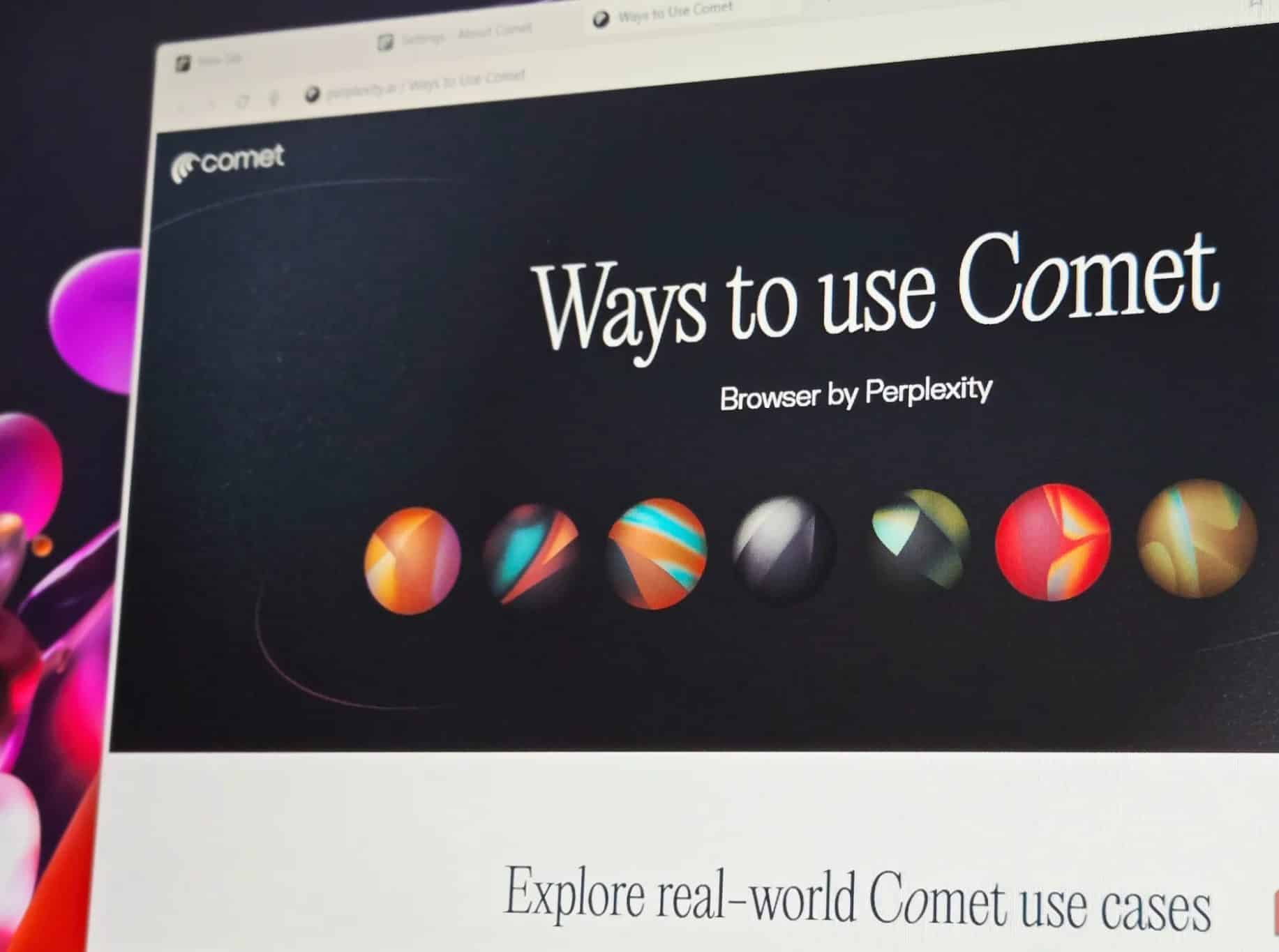 在 BENQ 顯示器上開啟 Perplexity Comet 瀏覽器