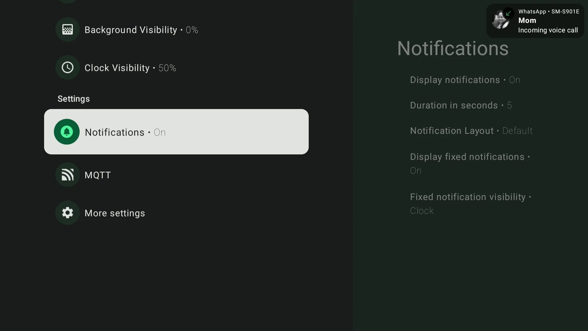 إشعار مكالمة WhatsApp على التلفزيون.