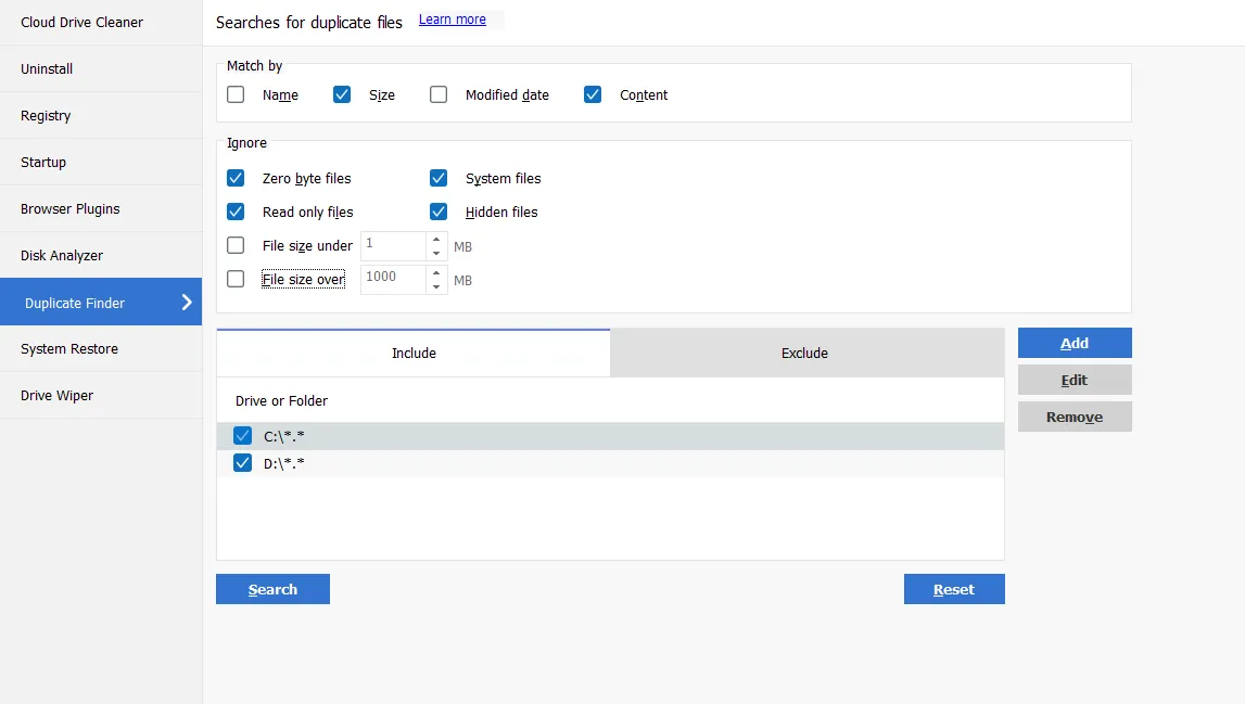 CCleaner-1でギガバイト単位のスペースを回復