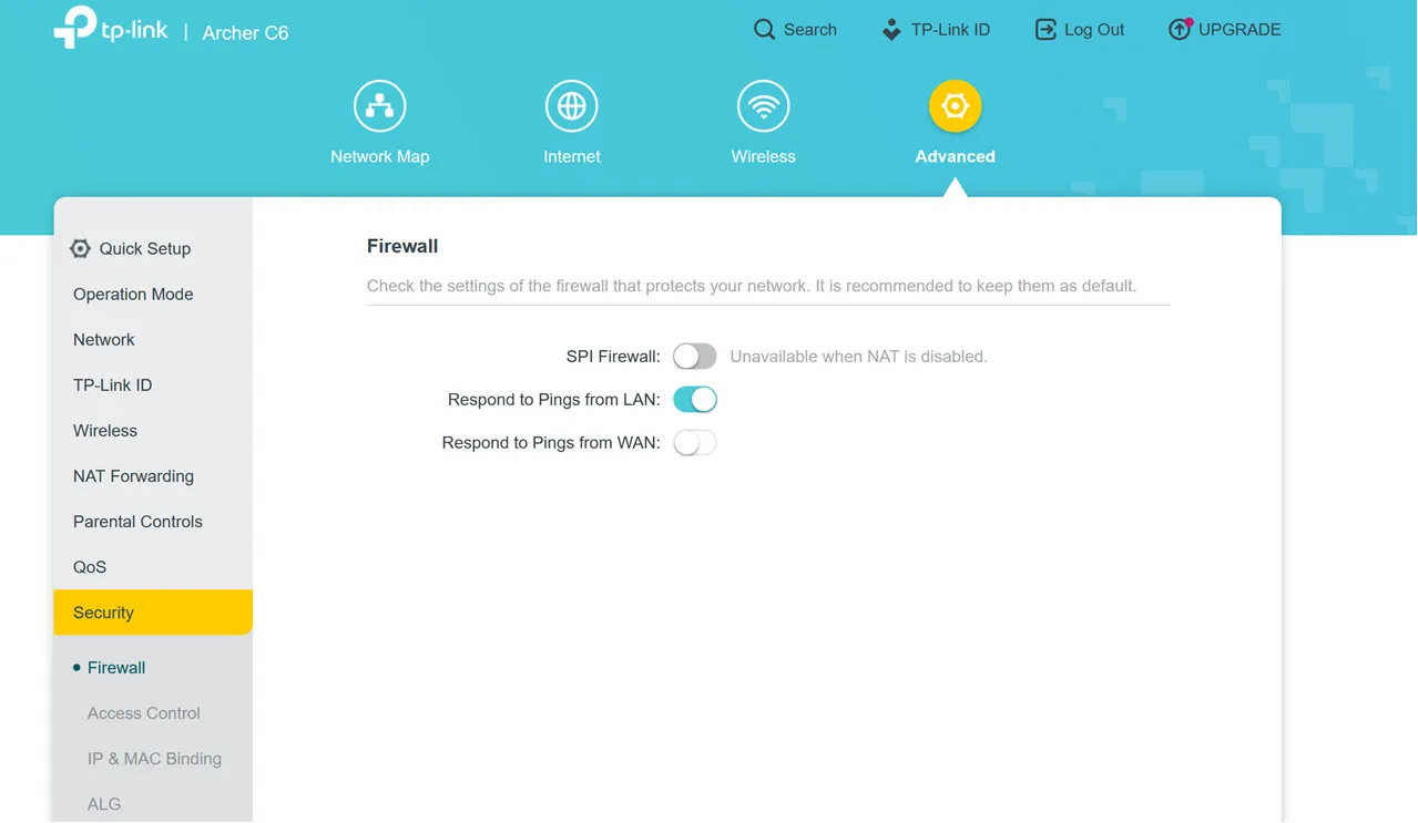 Impostazioni del firewall del router TP-Link