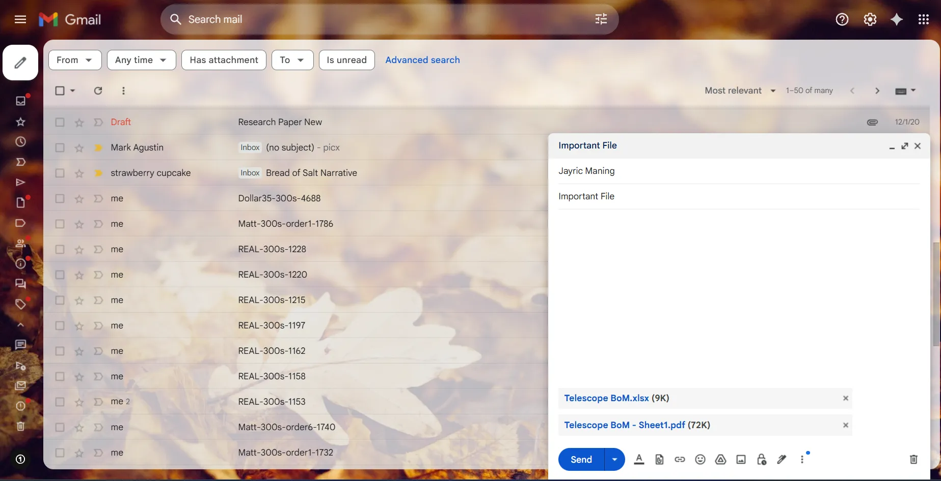 Inviami via email i file importanti