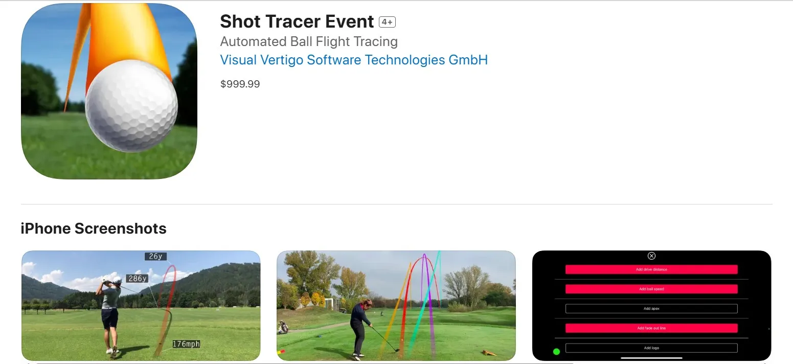 Evento Shot Tracer sull'App Store.