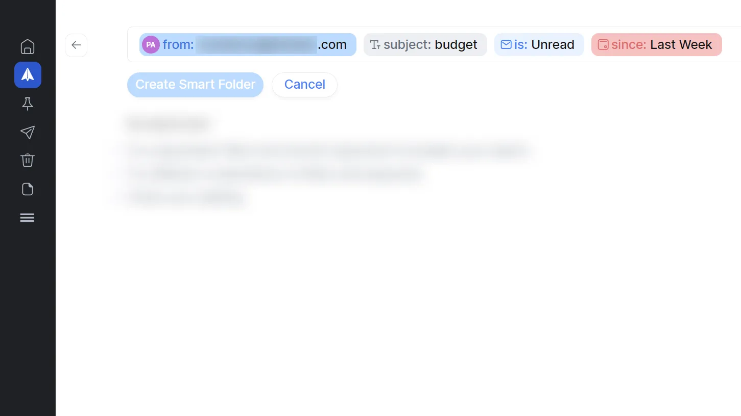 Tag di parole chiave di Spark Mail per una cartella intelligente.