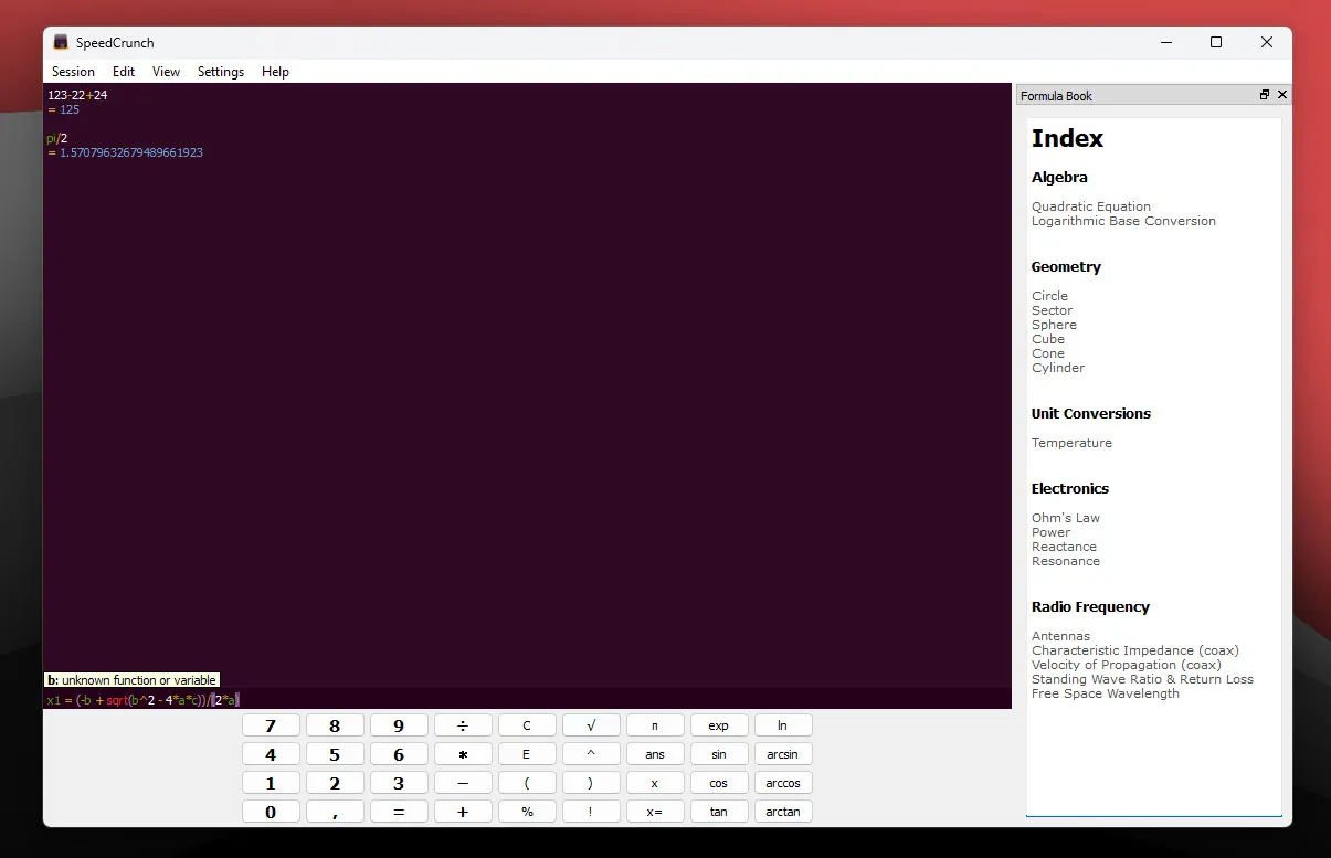 Speedcrunch in esecuzione su Windows 11
