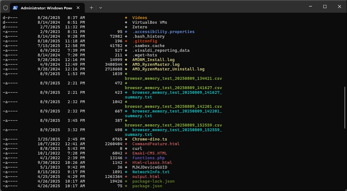Modulo Terminal-Icone per PowerShell get-childitem