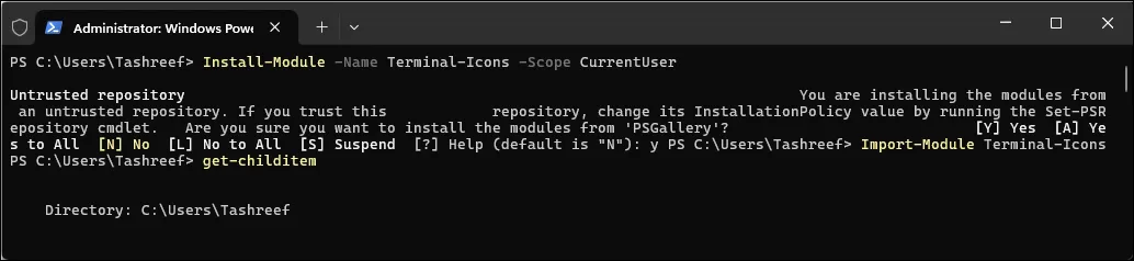 Modulo Terminal-Icone per PowerShell