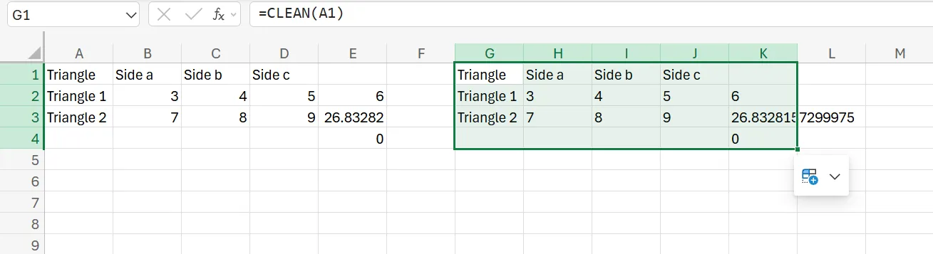 Excel 中的 CLEAN 函數