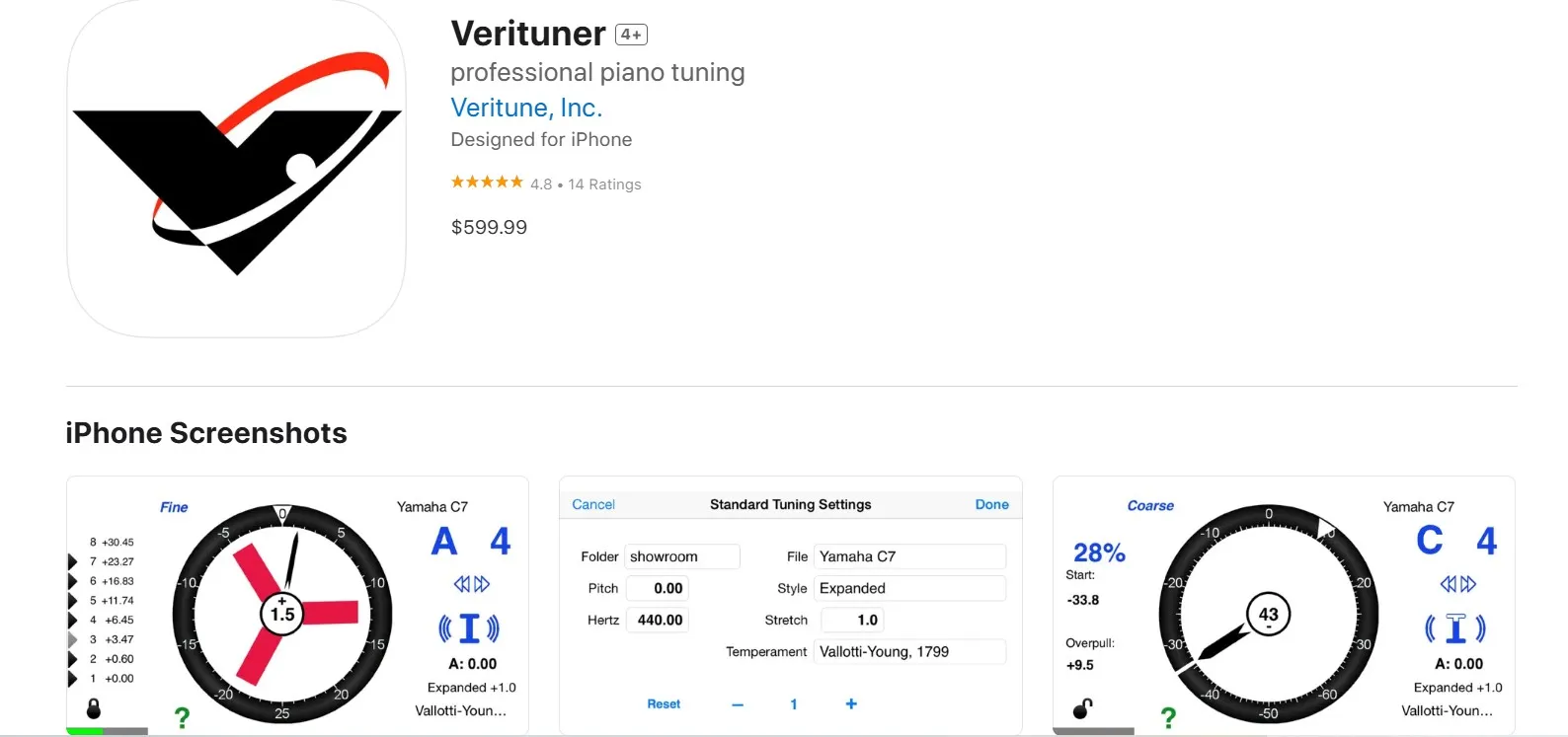 Verituner sull'App Store.