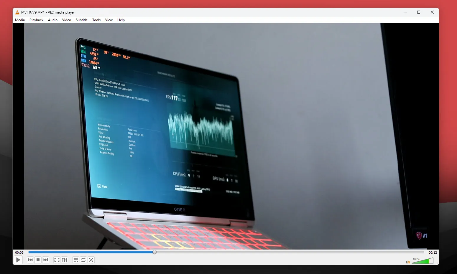 VLC Media Player riproduce un video