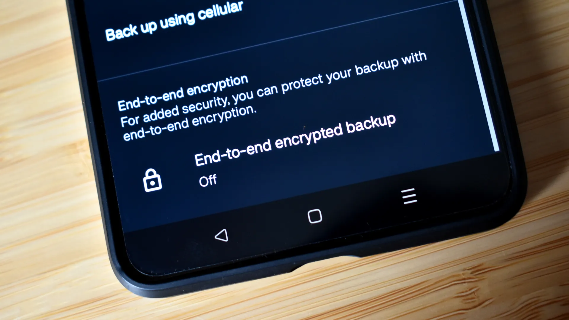 Einstellung für verschlüsselte WhatsApp-Backups.