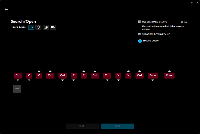 Macro di copia e ricerca Logitech G Hub