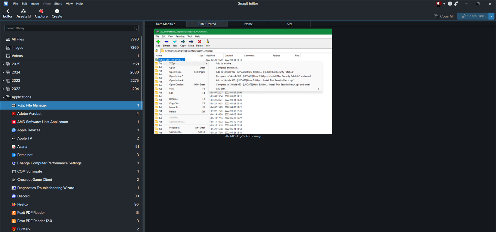 Windows 上的 Snagit 應用程式