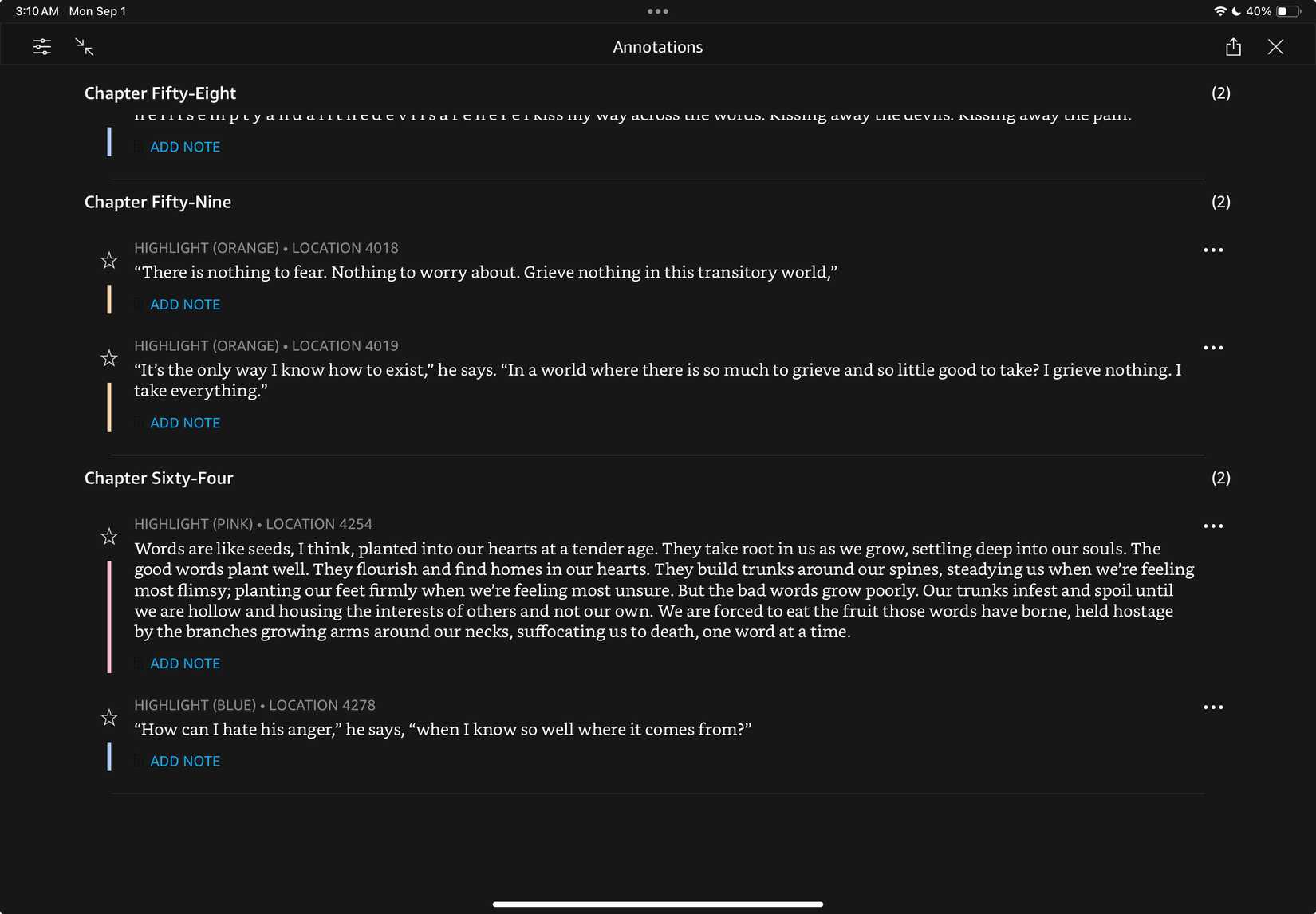Annotazioni nell'app Kindle