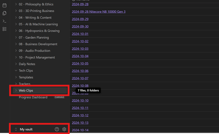 Crea una cartella per le clip web
