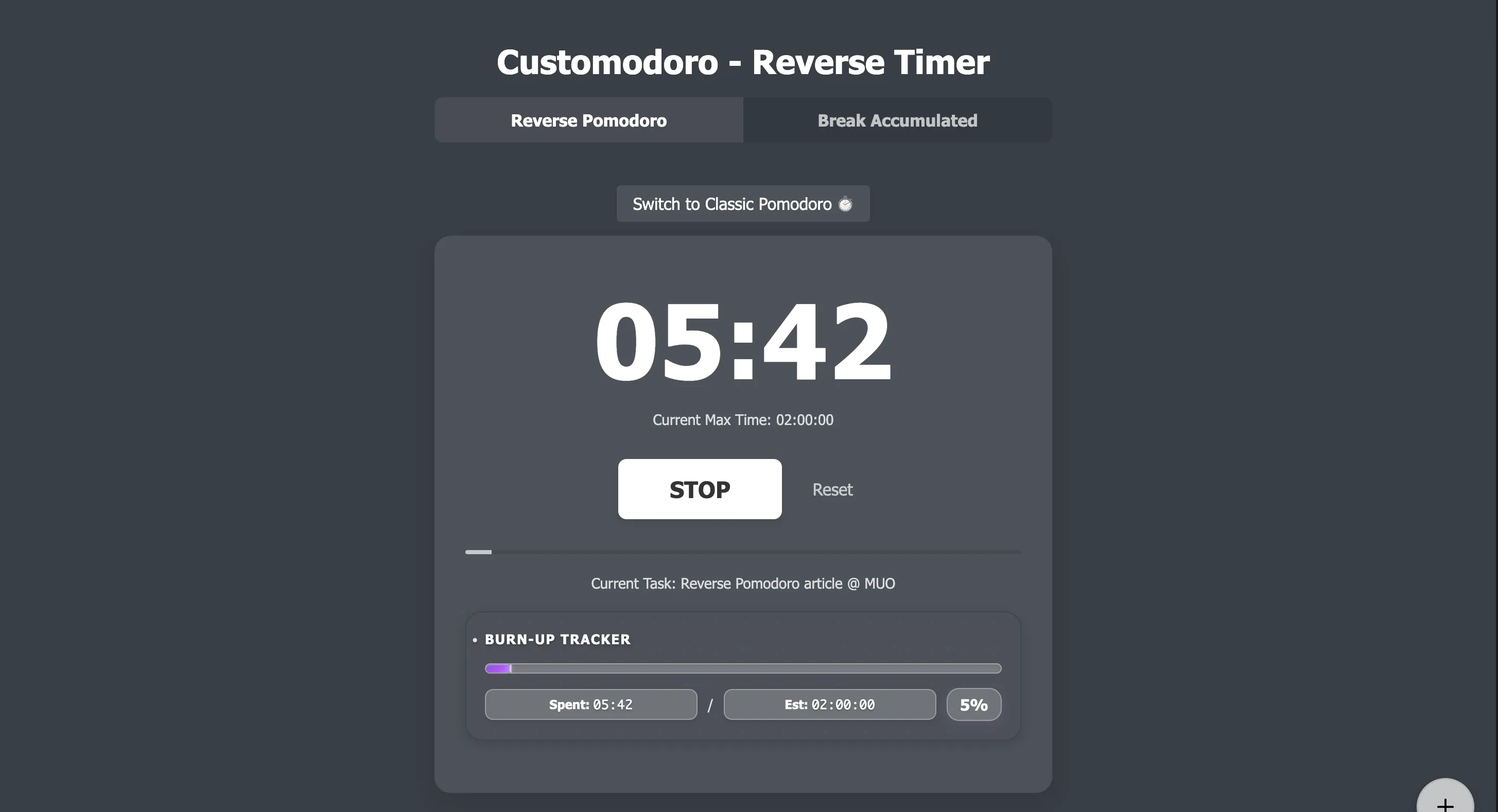 Customodoro 的反向番茄鐘