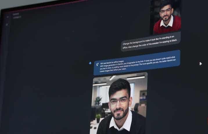 Gemini editing an image while retaining likeness.