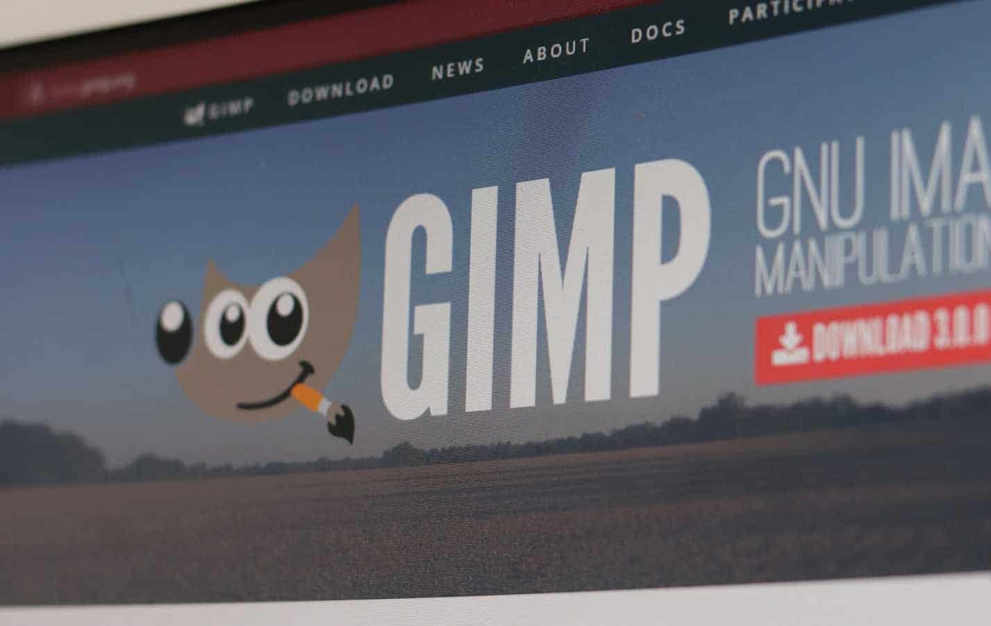 螢幕上的 GIMP 網站。