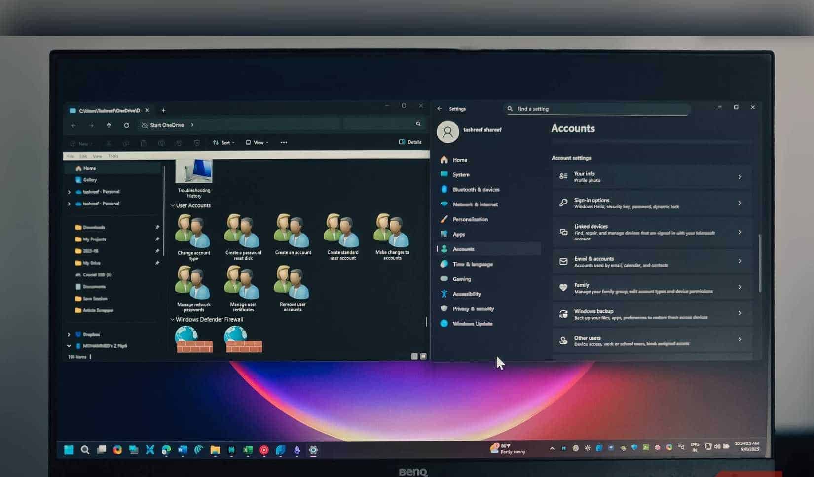 Windows 11でBENQモニターを使って開発者モード(God Mode)フォルダと設定アプリを開く
