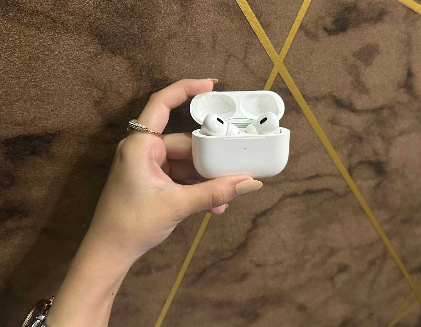 Halten des AirPods Pro-Cases der 2. Generation