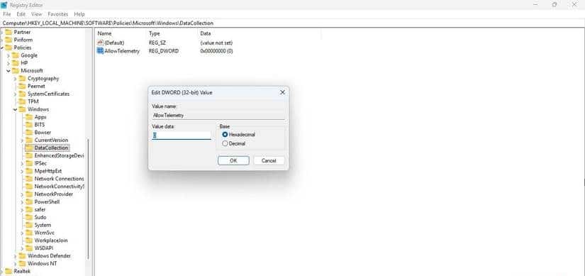 Windows 11 中的登錄編輯器