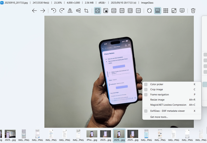 컴퓨터의 ImageGlass 도구 메뉴