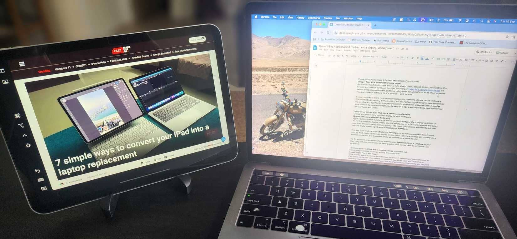 iPad als Referenzdisplay für die Arbeit verwendet.