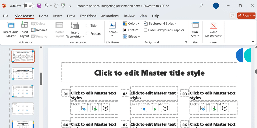PowerPoint 中的母版投影片