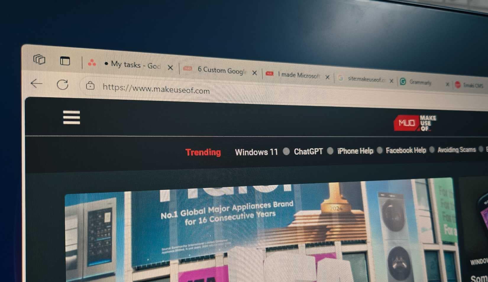 Microsoft edge browser open with multiple tabs