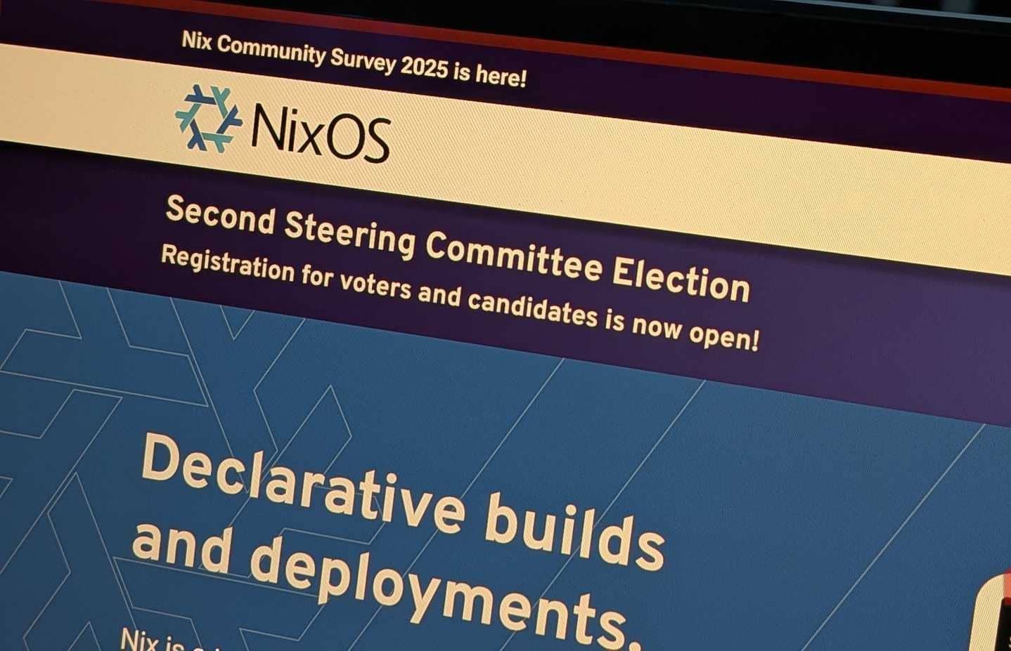 Sito web NixOS aperto nel browser.