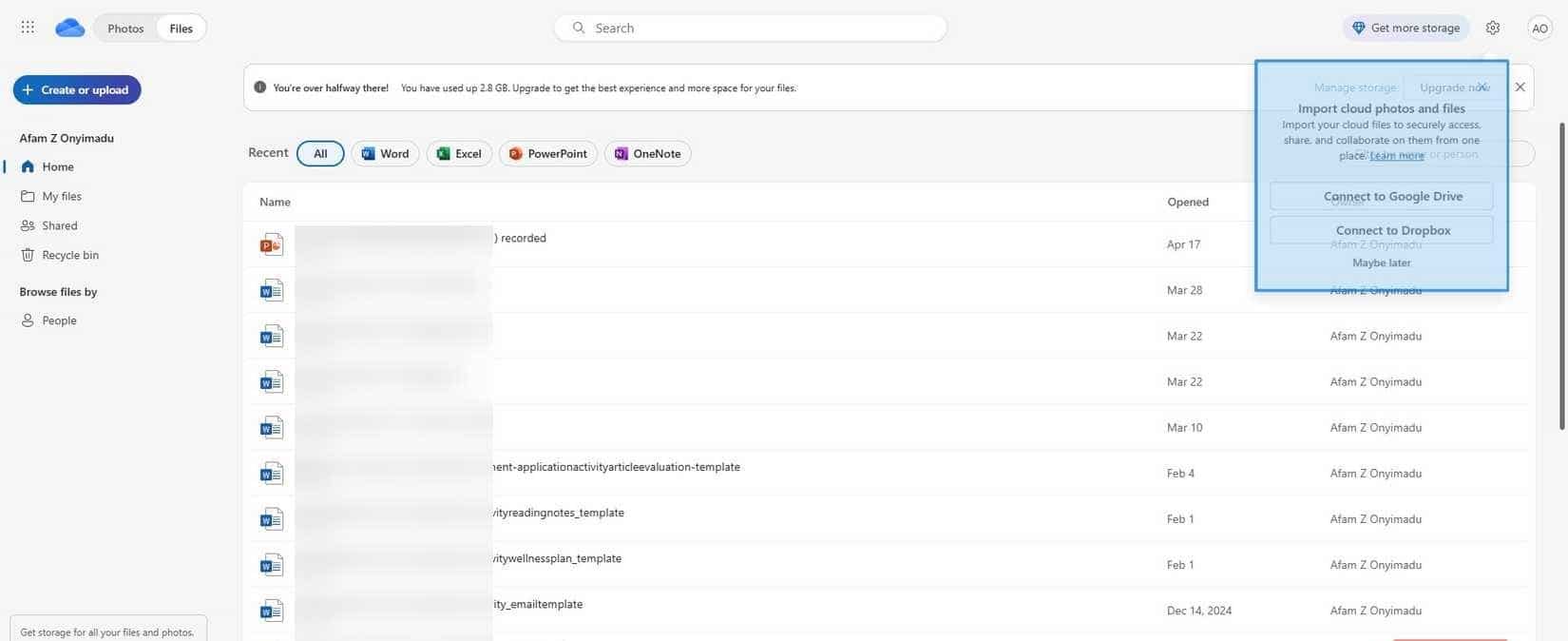 Interfaccia di archiviazione cloud OneDrive