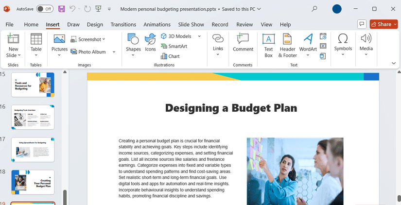 關於預算計劃的 PowerPoint 簡報