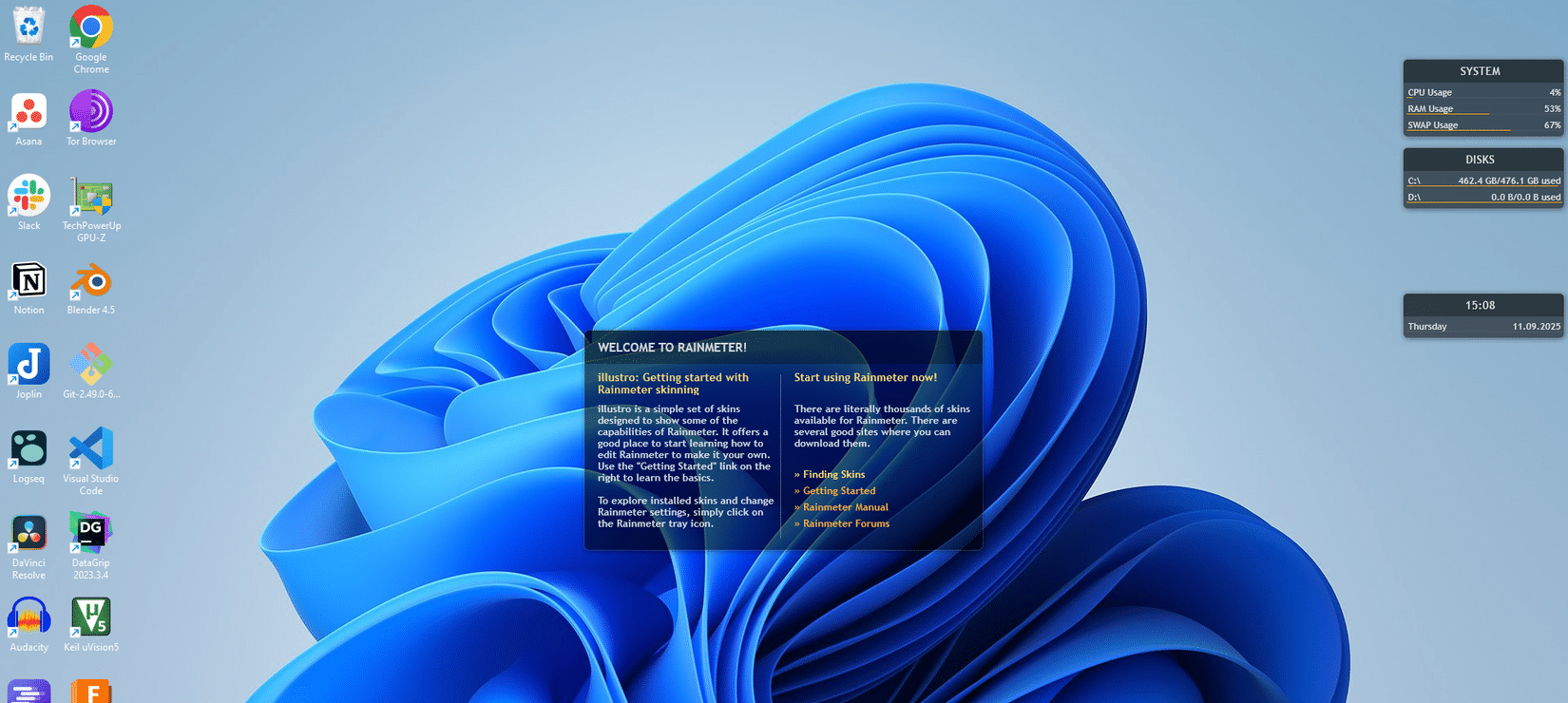 Rainmeter 預設皮膚和設置