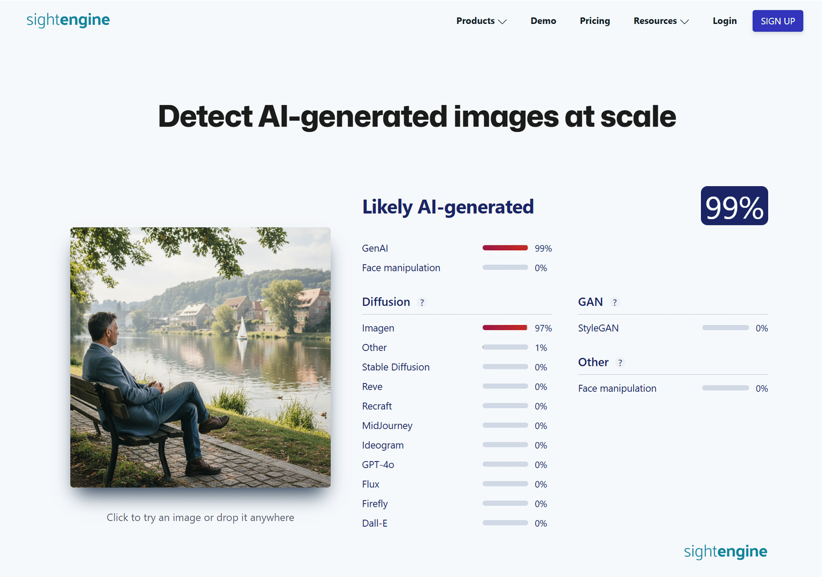 Sighengine rileva un'immagine generata dall'intelligenza artificiale.