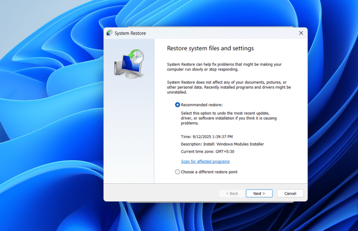 Utilizzo di Ripristino configurazione di sistema su Windows 11