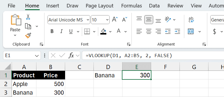 Utilizzo della funzione CERCA.VERT in Excel