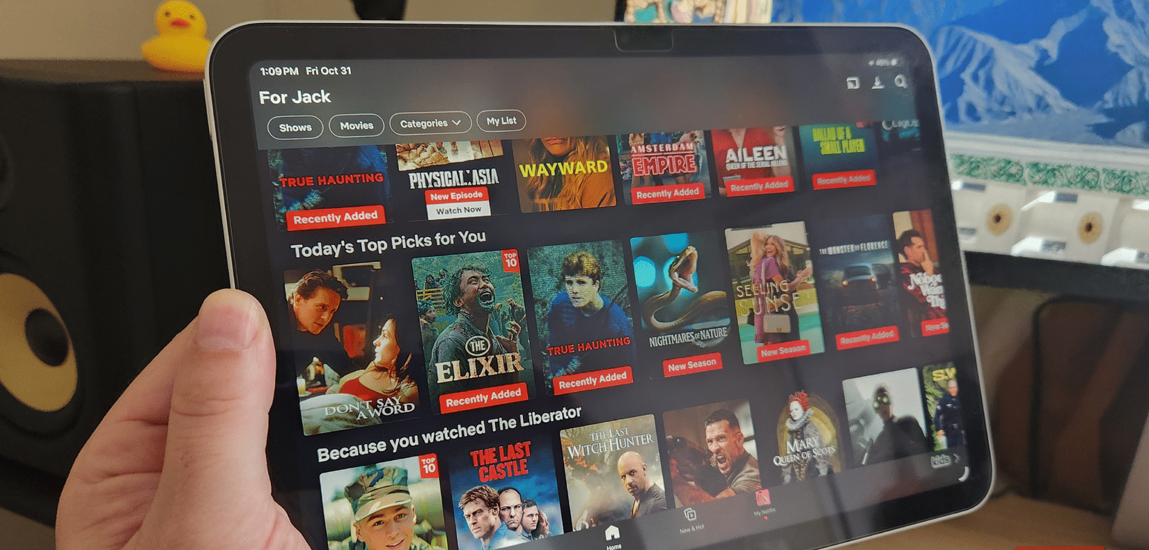 Netflix-startscherm op een iPad.