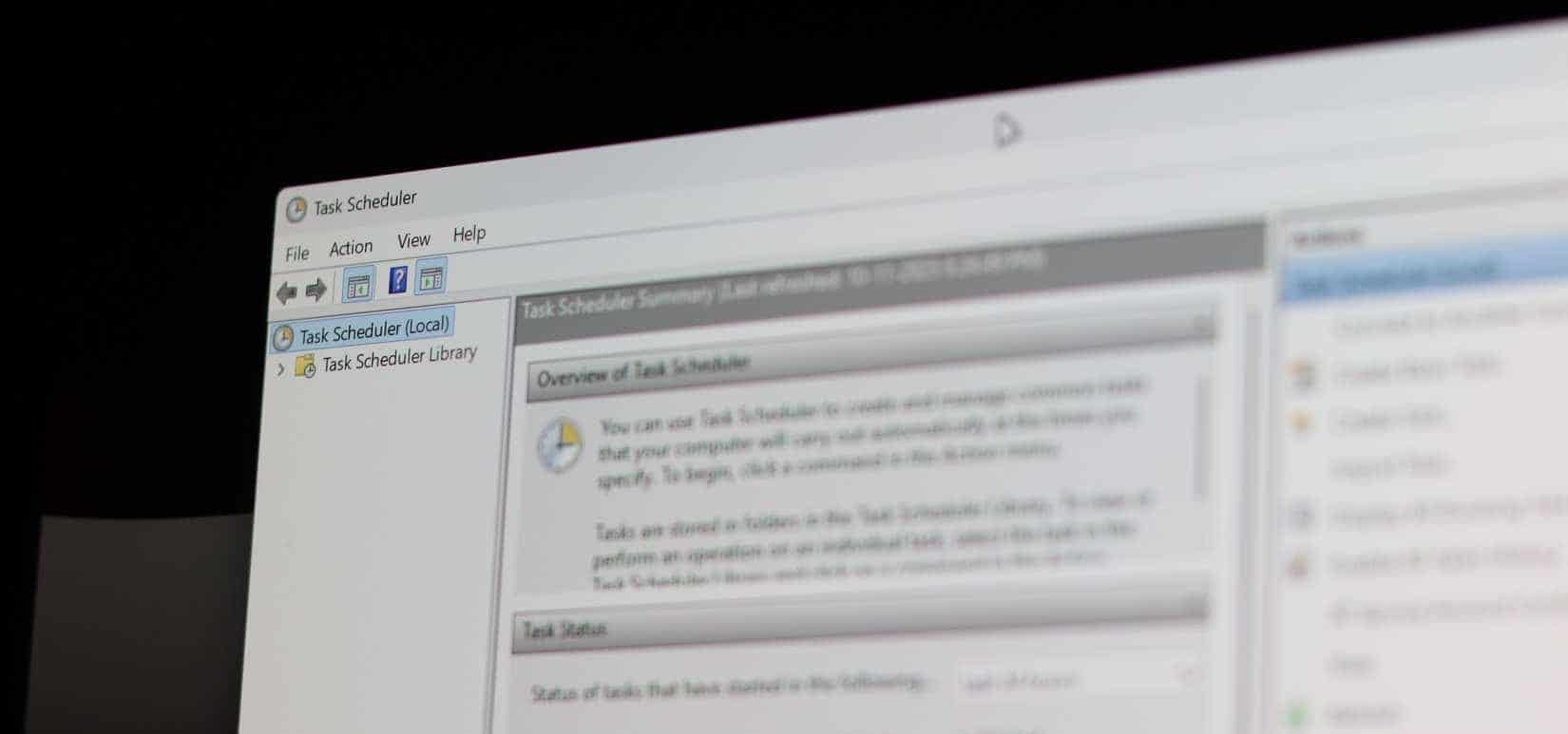 La schermata principale dell'Utilità di pianificazione in Windows.