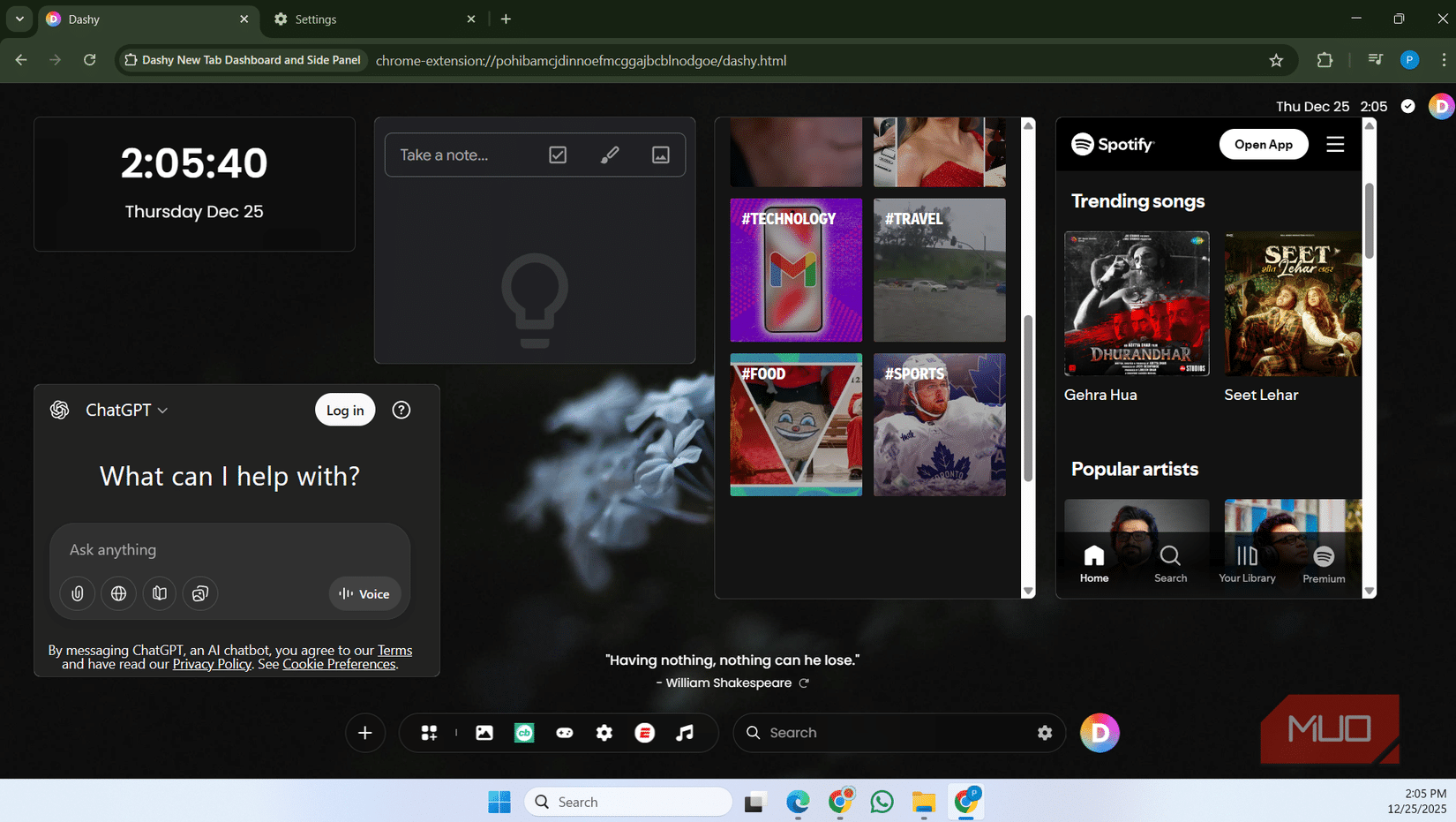 Dashy visualizza i siti web in Chrome