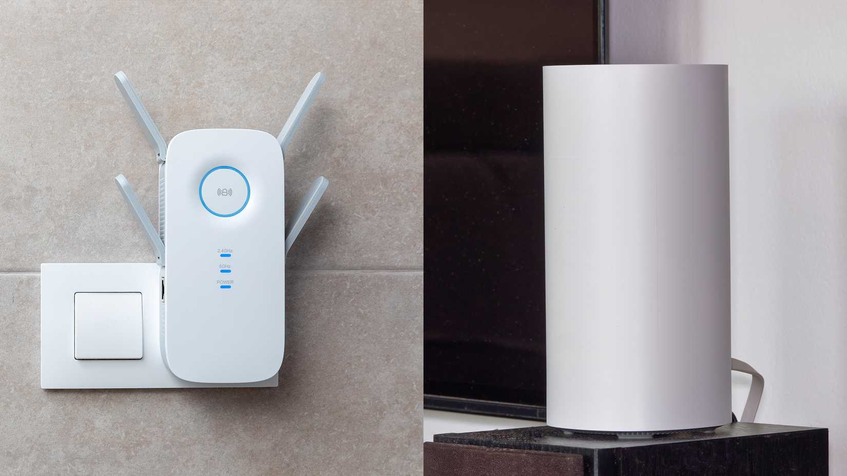 موسع نطاق Wi-Fi مقابل نقطة وصول شبكة Wi-Fi المتداخلة.