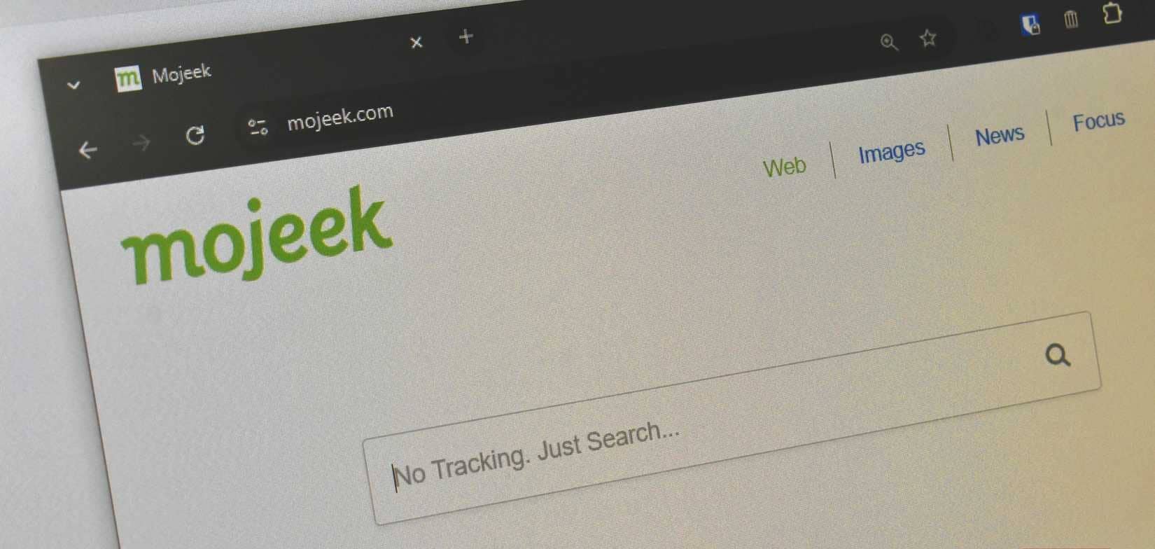 La homepage di Mojeek.