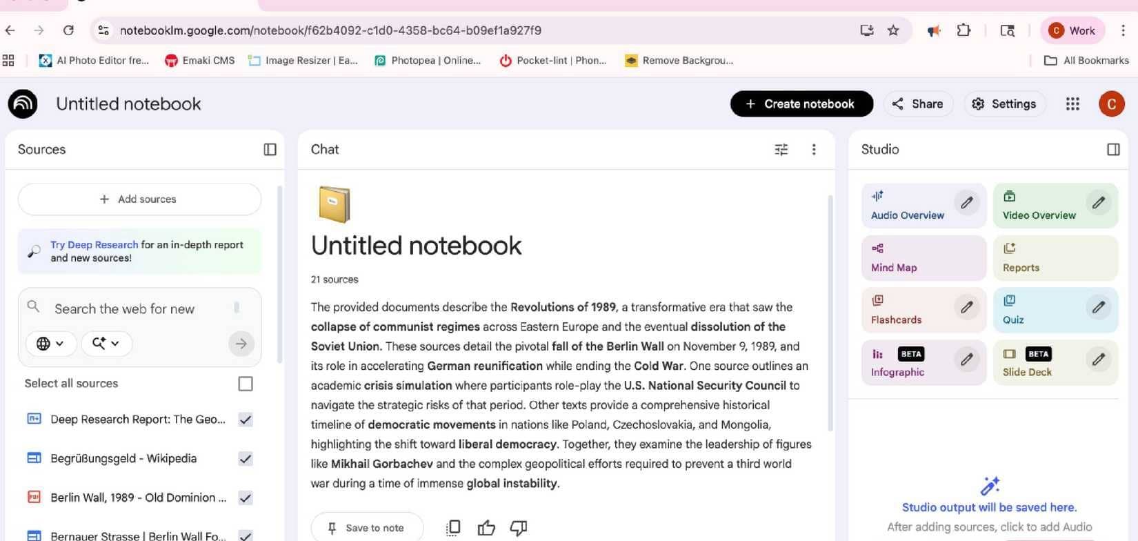ディープリサーチをNotebookLMにインポートする