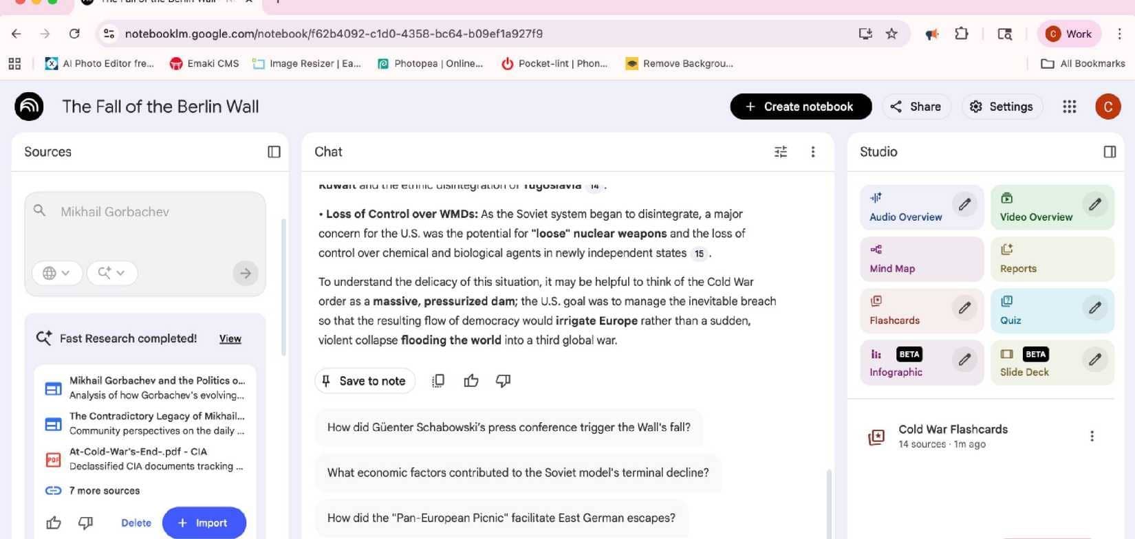NotebookLMのトピックについてFast Researchに質問する